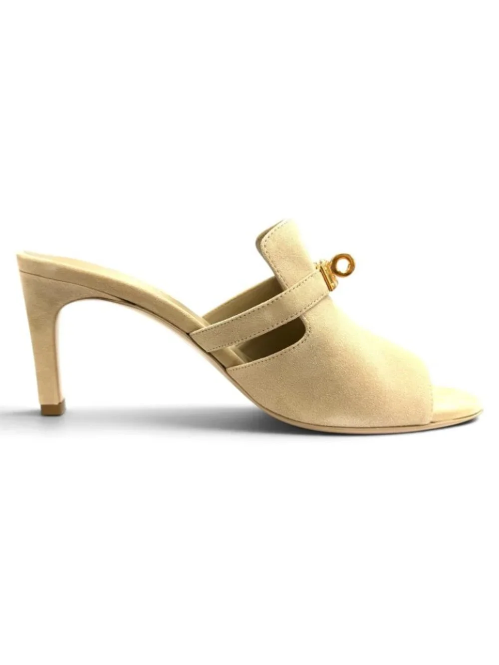 Hermes Candy Suede Leather Beige Argil Kelly Buckle Open Toe Sandals